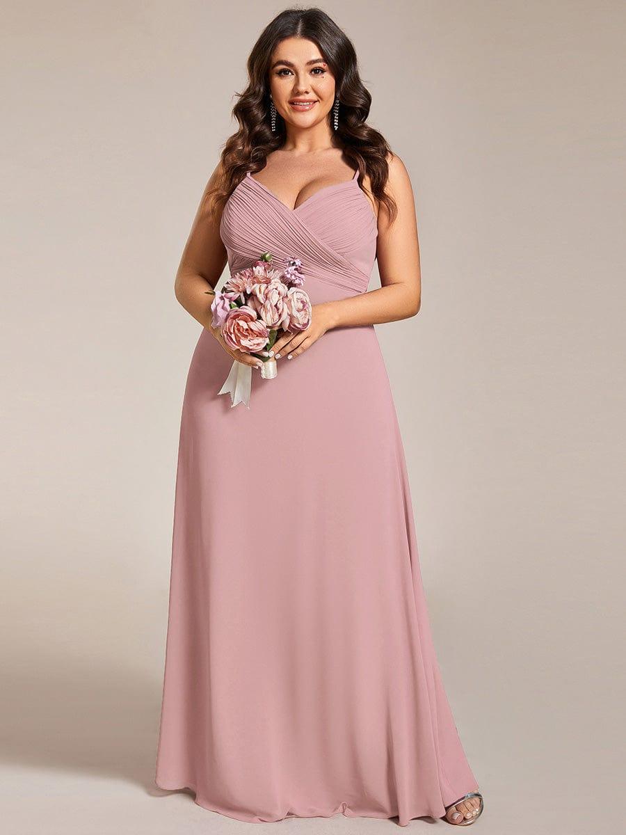 Plus Size V-Neck Backless Sleeveless Chiffon A-Line Dress with Spaghetti Straps