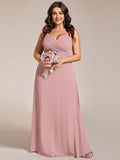Plus Size V-Neck Backless Sleeveless Chiffon A-Line Dress with Spaghetti Straps