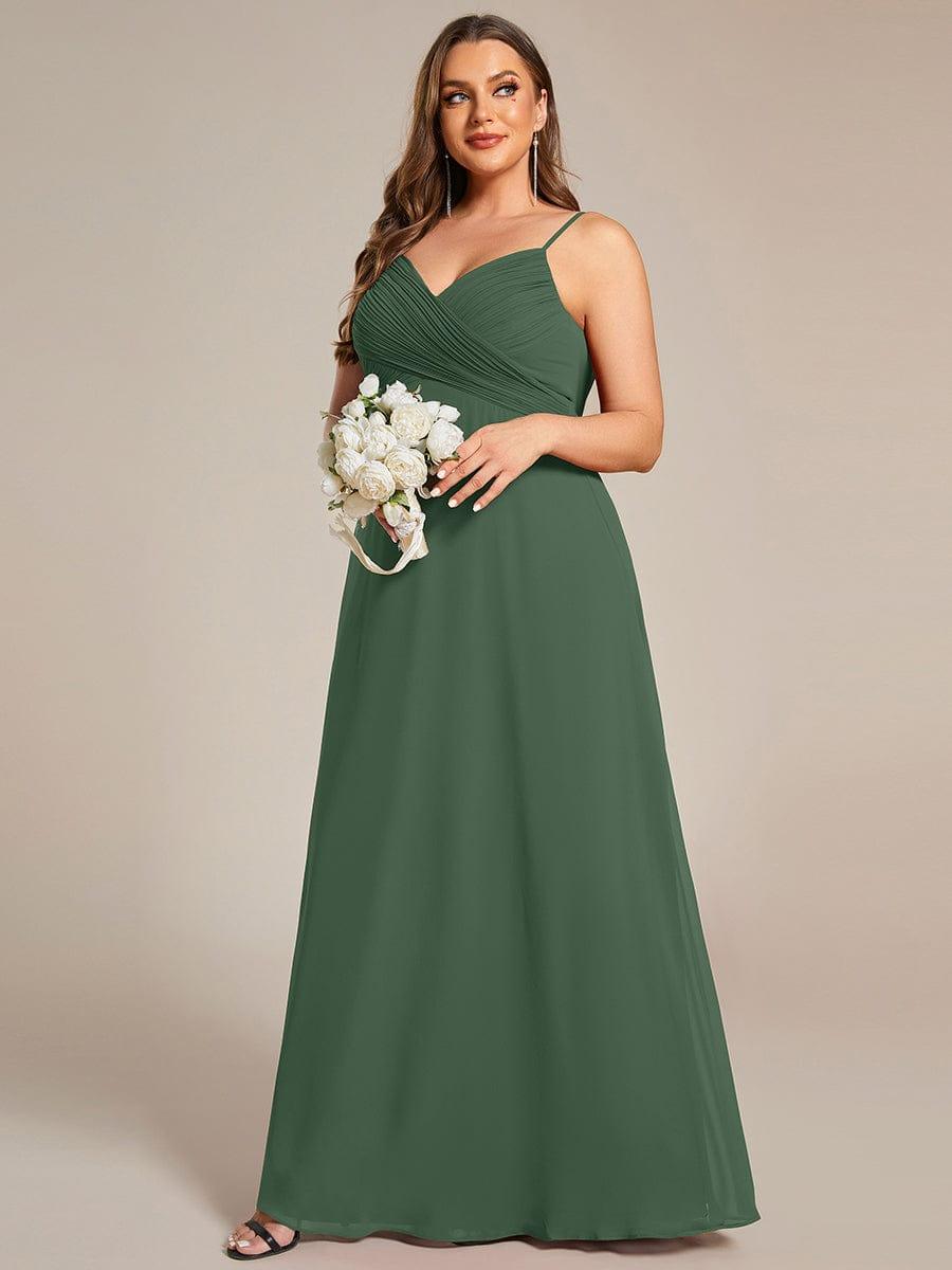 Plus Size V-Neck Backless Sleeveless Chiffon A-Line Dress with Spaghetti Straps