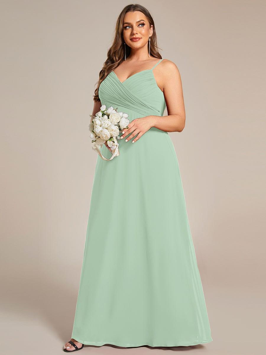Plus Size V-Neck Backless Sleeveless Chiffon A-Line Dress with Spaghetti Straps