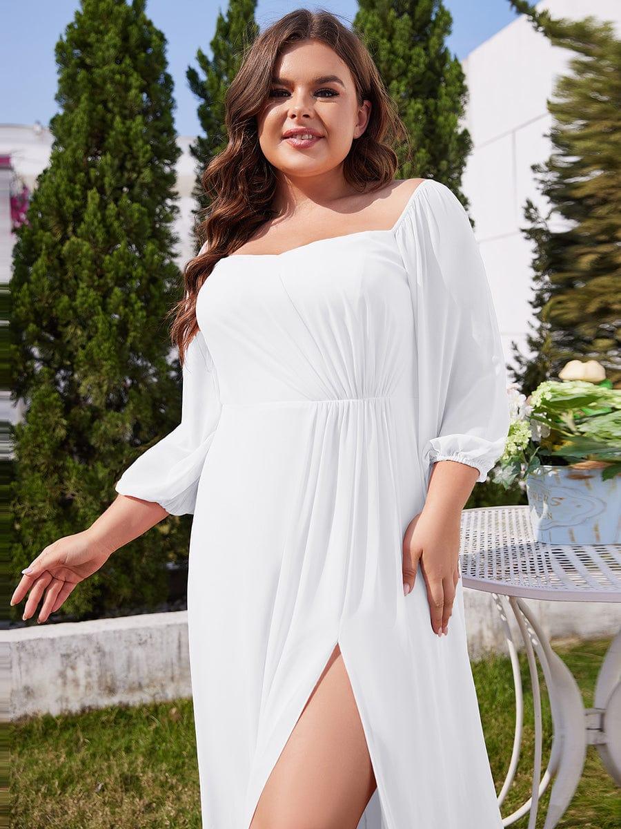 Plus Size A-Line Empire-Waist Chiffon Bridesmaid Dress with Long Sleeves