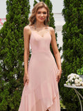Charming V-Neck Sleeveless Chiffon Bridesmaid Dress with Straps
