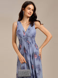 A-Line Empire-Waist V-Neck Sleeveless Floral Chiffon Formal Dress