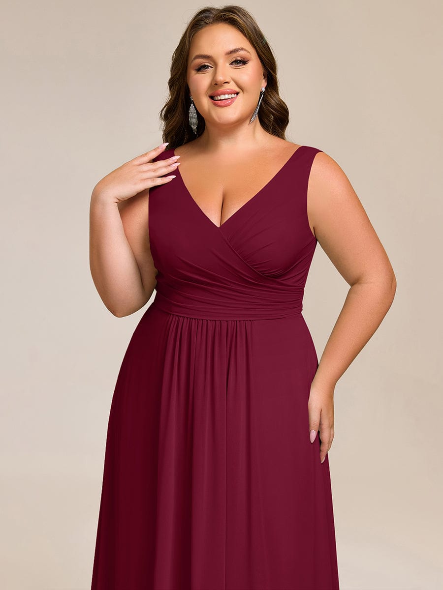 A-Line Pleated V-Neck Straps Sleeveless Chiffon Bridesmaid Dress