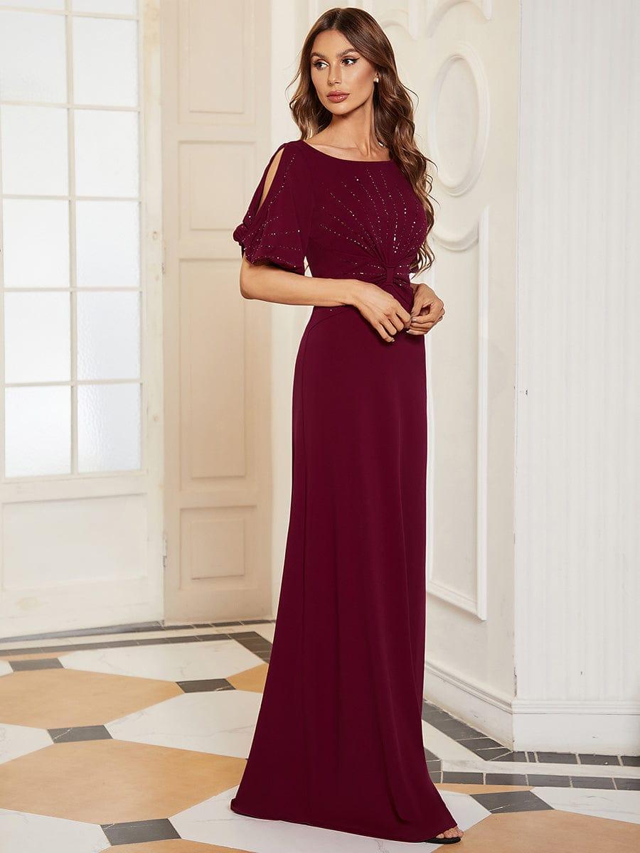 Trendy Sheath Round Neck Half Sleeves Wedding Guest Dress